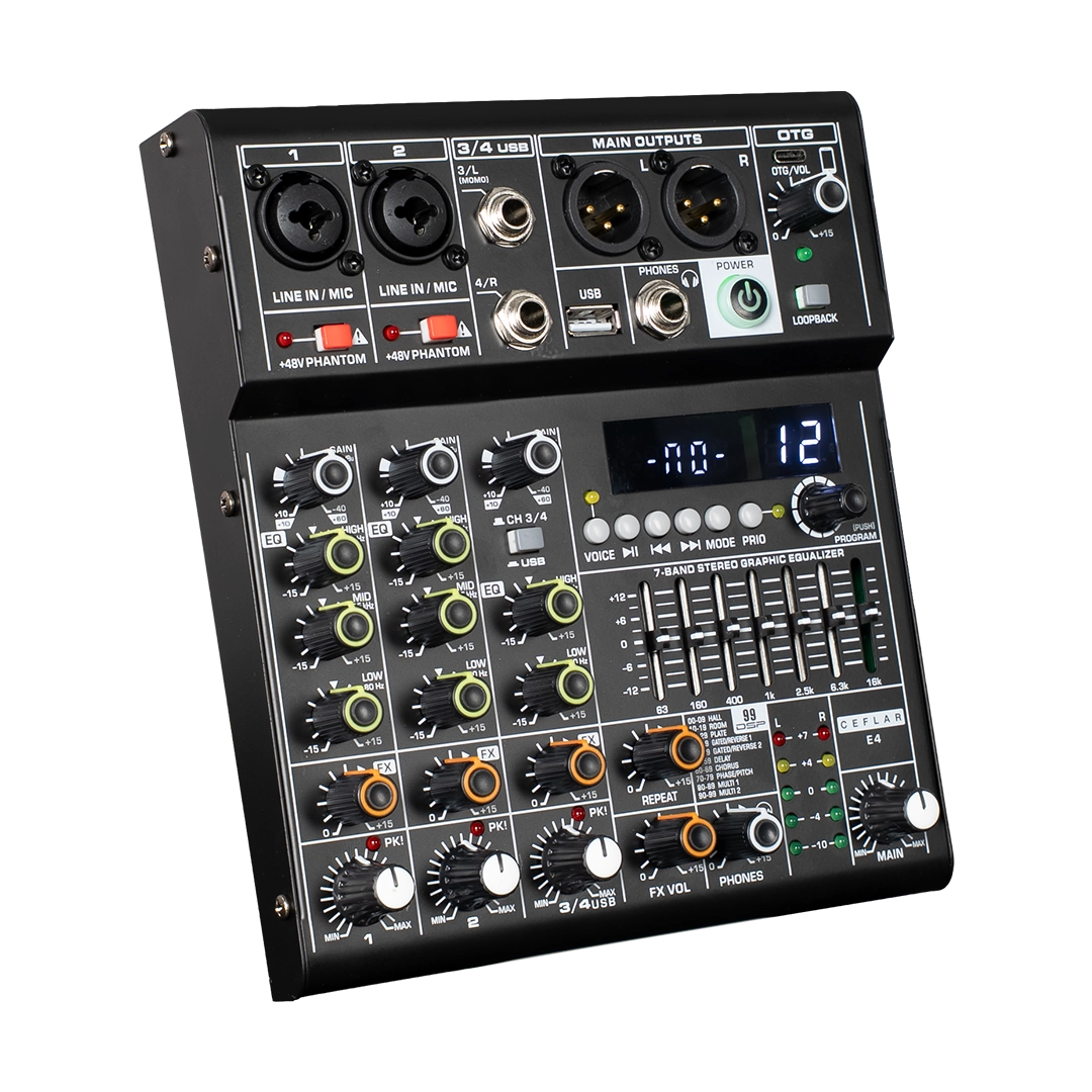 ปุ่มปรับแต่งเสียง 7-Band EQ ของมิกเซอร์ E4